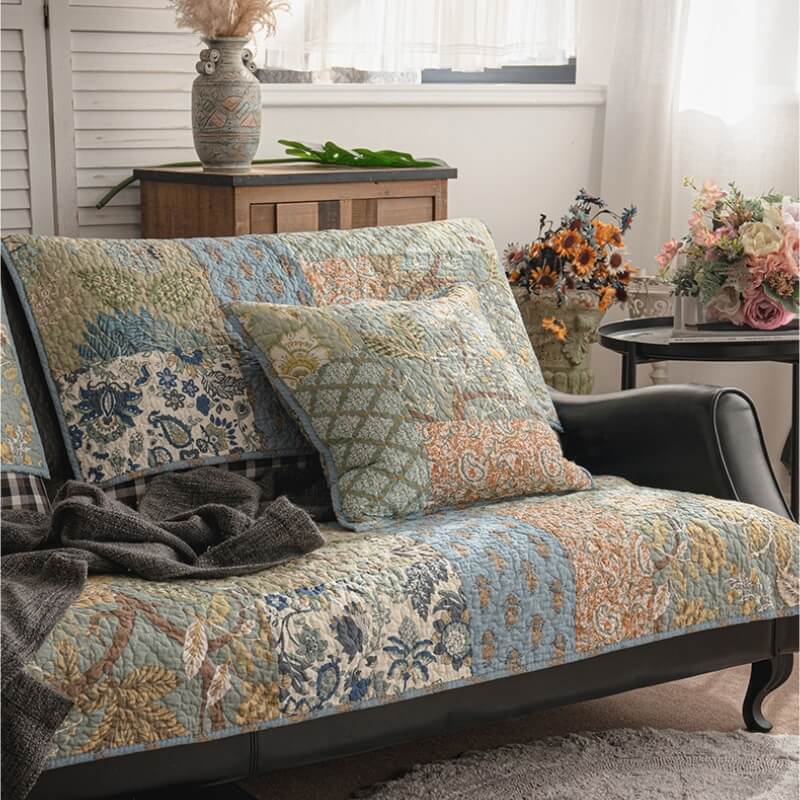 Deluxe Floral Fabric Sofa Slipcover Protector - Lusomart