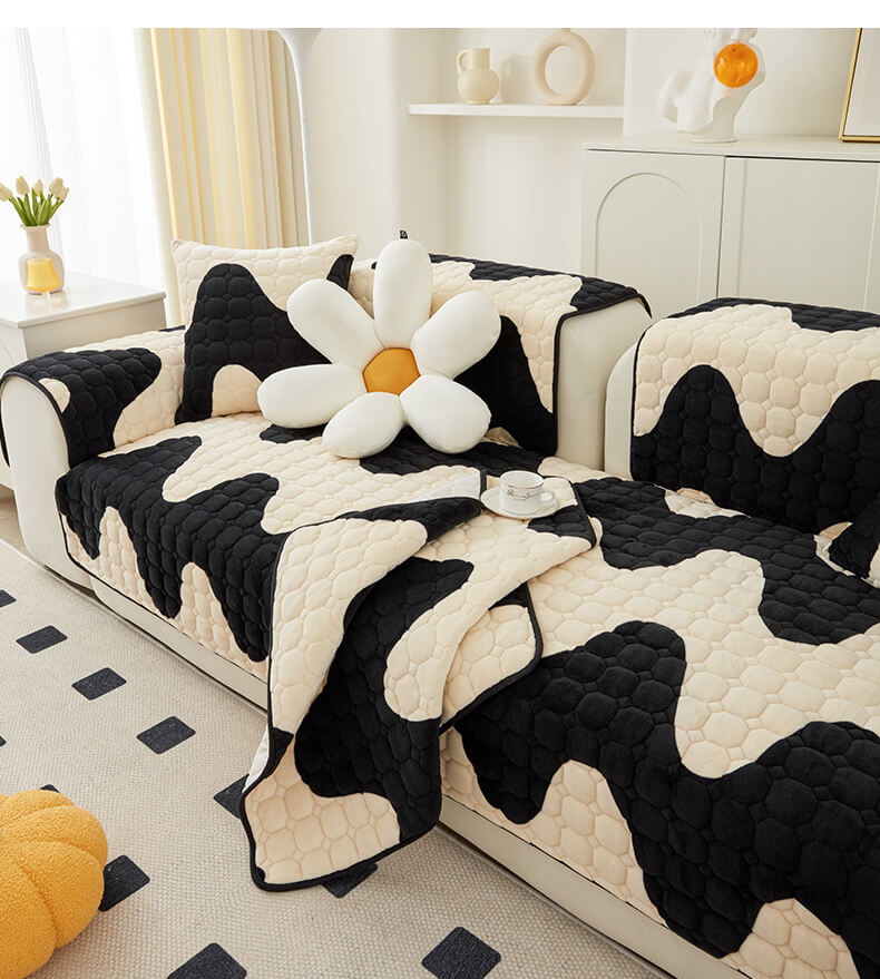 Plush Fabric Sofa Slipcover Protective Furniture Cover
