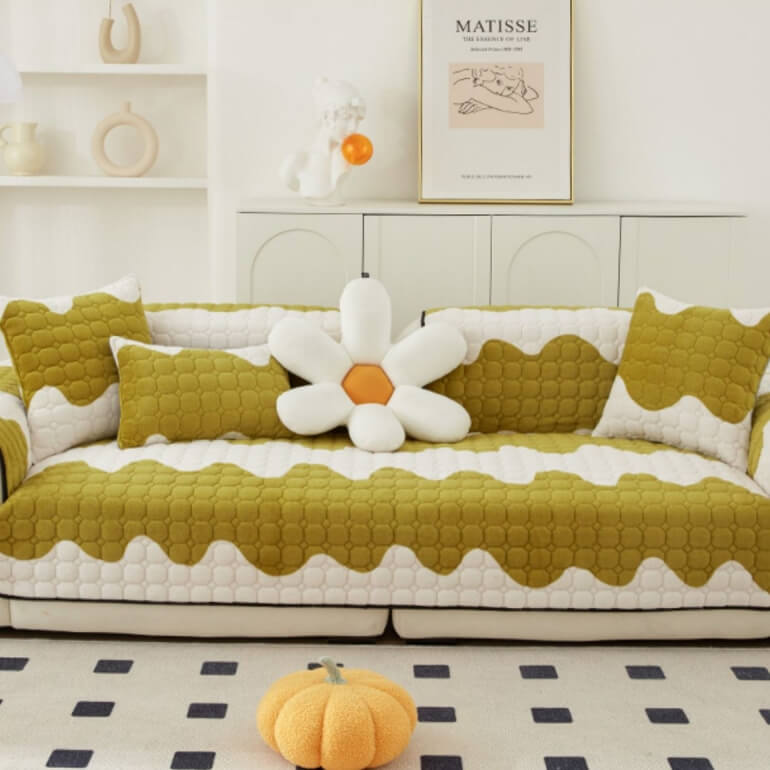 Plush Fabric Sofa Slipcover Protective Furniture Cover