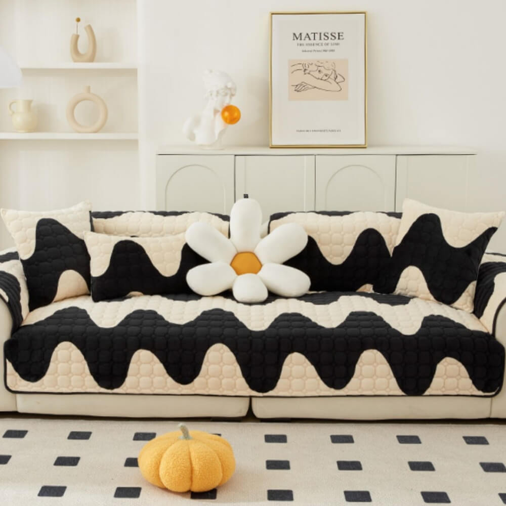 Plush Fabric Sofa Slipcover Protective Furniture Cover