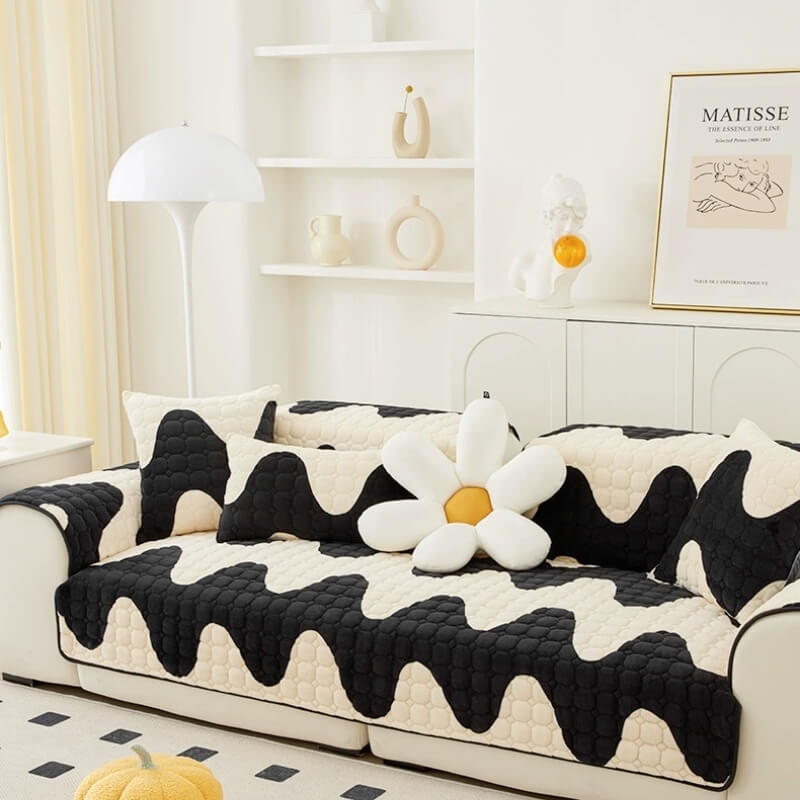 Plush Fabric Sofa Slipcover Protective Furniture Cover