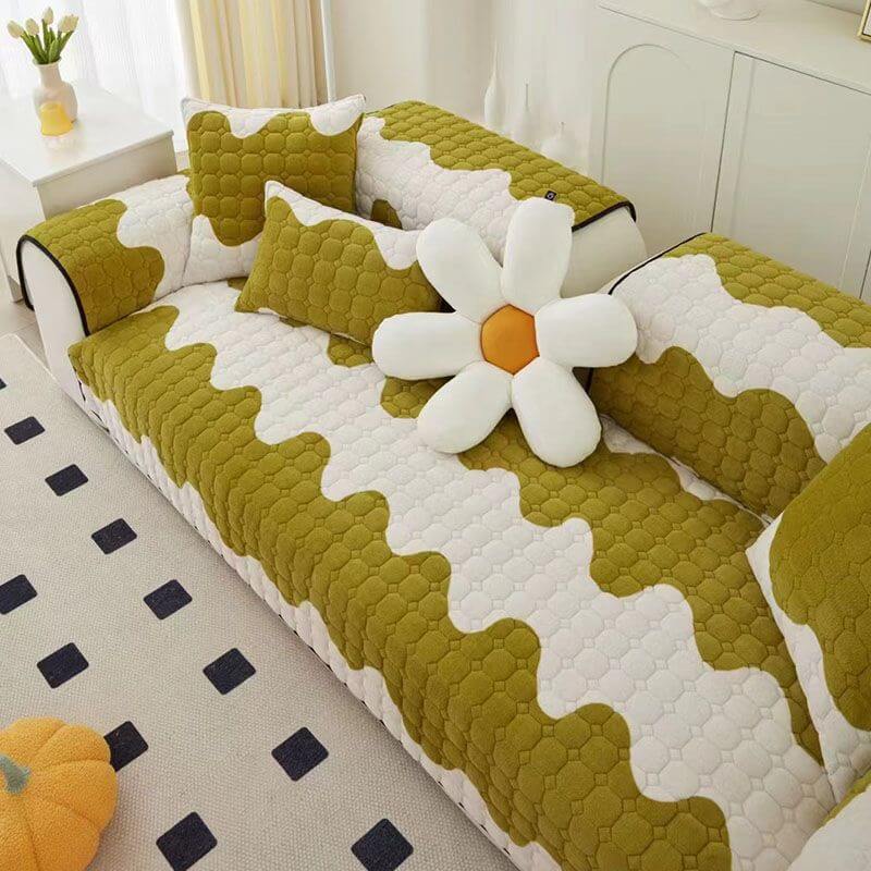 Plush Fabric Sofa Slipcover Protective Furniture Cover