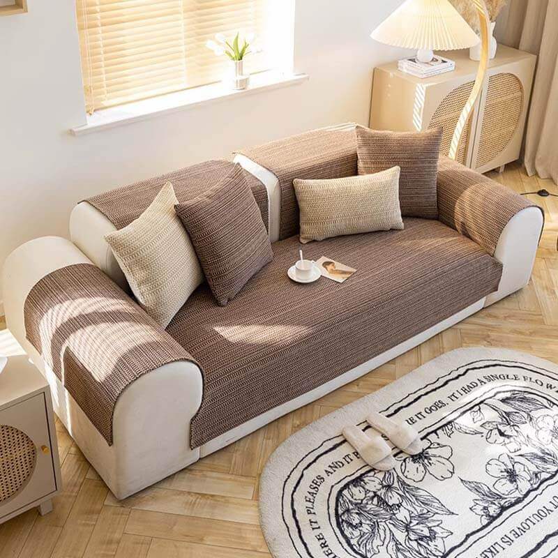 Soft Beige Woven Sofa Protector 70x70 cm