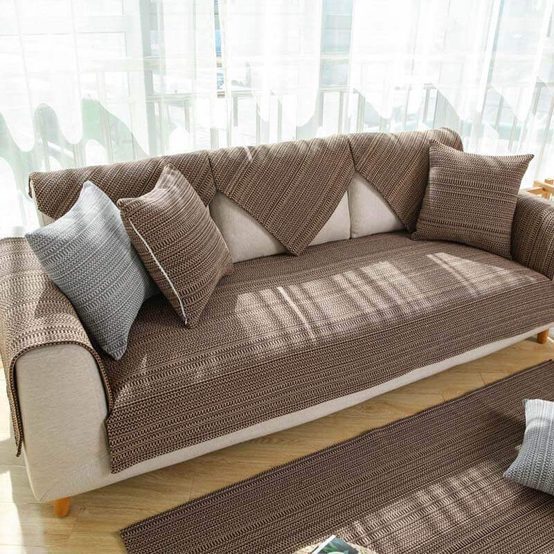 Soft Beige Woven Sofa Protector 70x70 cm