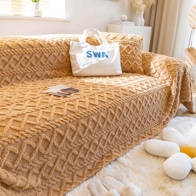 Plush Fleece Sofa Slipcover Soft Protective Cover