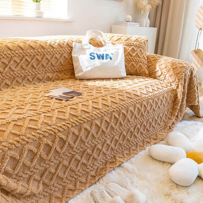 Plush Fleece Sofa Slipcover Soft Protective Cover