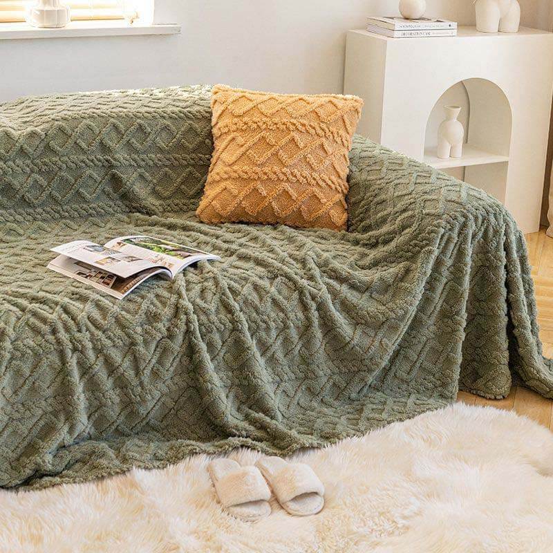 Plush Fleece Sofa Slipcover Soft Protective Cover