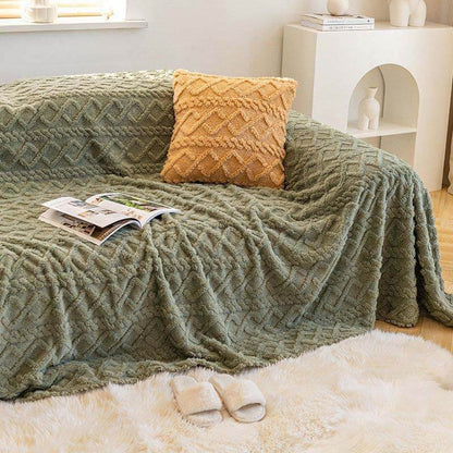 Plush Fleece Sofa Slipcover Soft Protective Cover