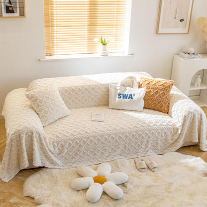 Plush Fleece Sofa Slipcover Soft Protective Cover