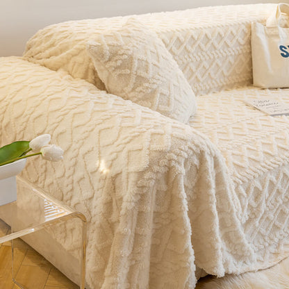 Plush Fleece Sofa Slipcover Soft Protective Cover