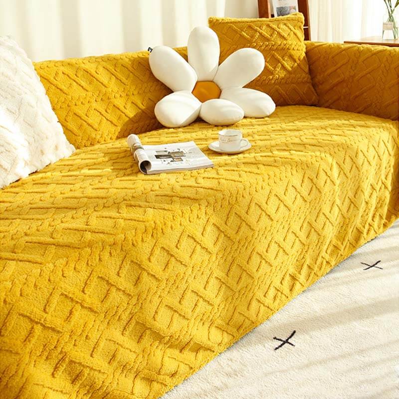 Plush Fleece Sofa Slipcover Soft Protective Cover
