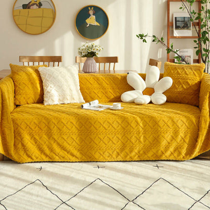 Plush Fleece Sofa Slipcover Soft Protective Cover