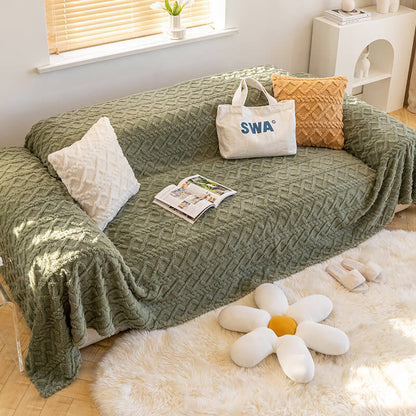 Plush Fleece Sofa Slipcover Soft Protective Cover