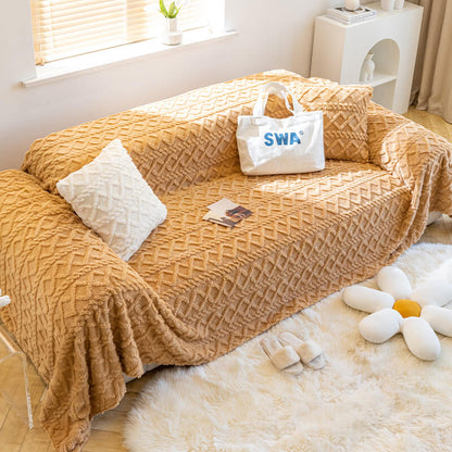Plush Fleece Sofa Slipcover Soft Protective Cover
