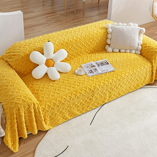 Plush Fleece Sofa Slipcover Soft Protective Cover - Lusomart