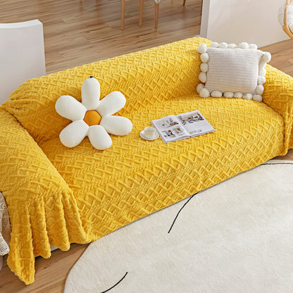 Plush Fleece Sofa Slipcover Soft Protective Cover