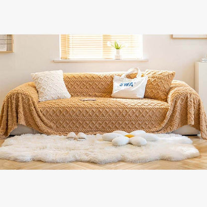 Plush Fleece Sofa Slipcover Soft Protective Cover