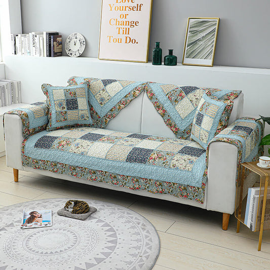 Classic Floral Pattern Sofa Slipcover - Comfortable Green Throw Cover - Lusomart