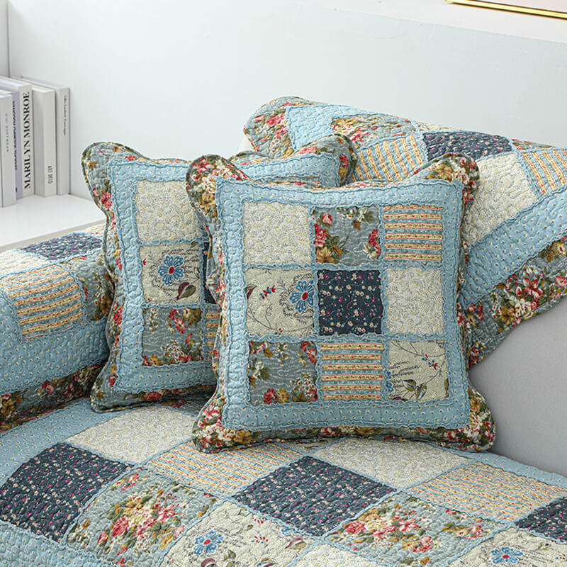 Classic Floral Pattern Sofa Slipcover - Comfortable Green Throw Cover