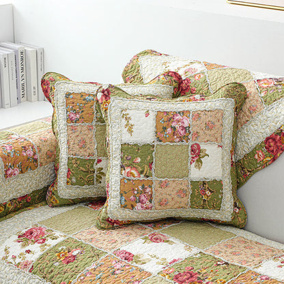 Classic Floral Pattern Sofa Slipcover - Comfortable Green Throw Cover