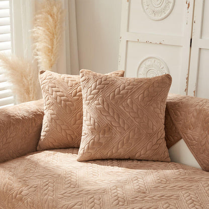 Soft Plush Anti-Slip Sofa Cover with Embroidered Design
