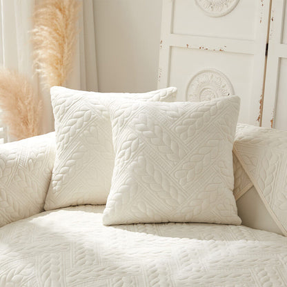 Soft Plush Anti-Slip Sofa Cover with Embroidered Design