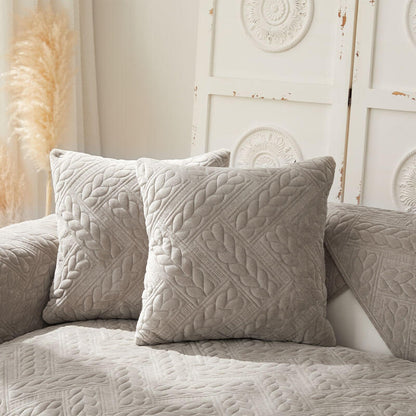 Soft Plush Anti-Slip Sofa Cover with Embroidered Design