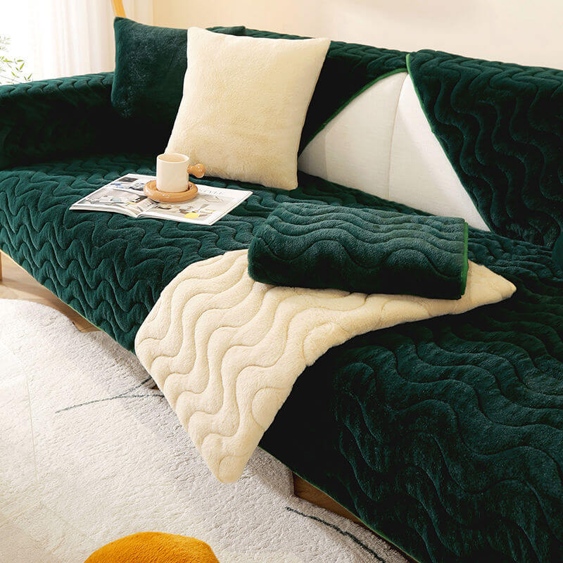 Cozy Wave Design Slip Resistant Sofa Cover