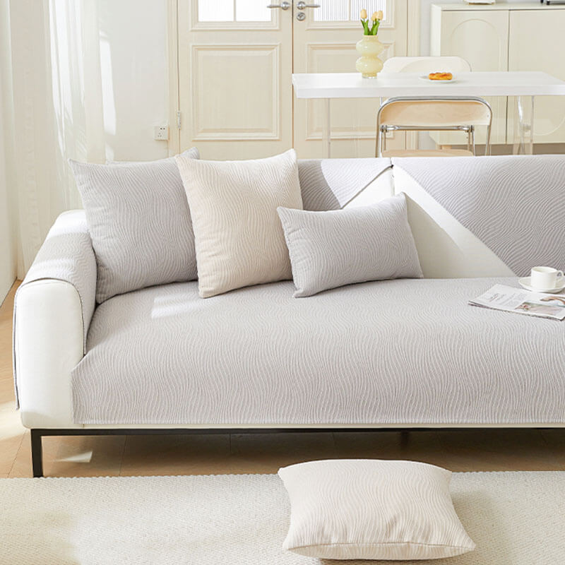 Faux Wood Plush Sofa Slipcover Protector