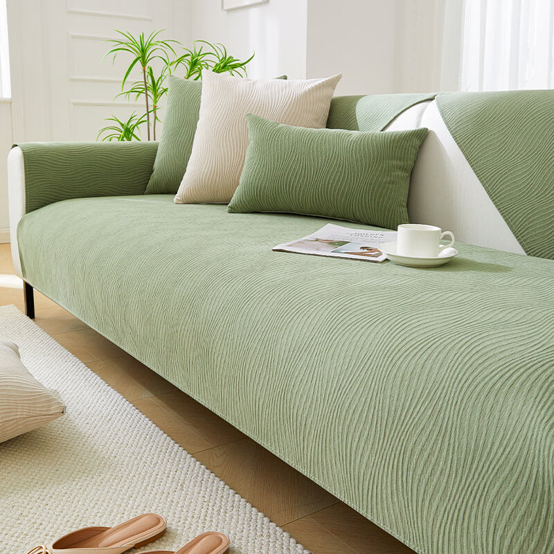 Faux Wood Plush Sofa Slipcover Protector