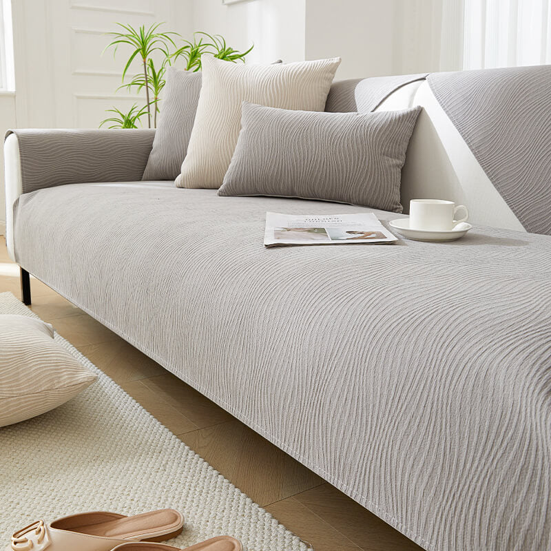 Faux Wood Plush Sofa Slipcover Protector