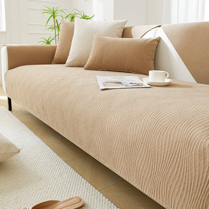 Faux Wood Plush Sofa Slipcover Protector