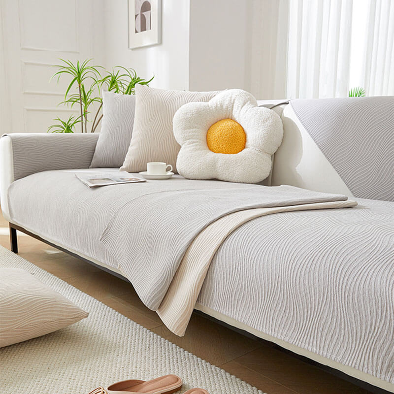 Faux Wood Plush Sofa Slipcover Protector