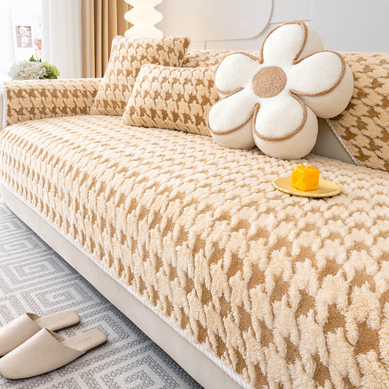 Soft Houndstooth Non-Slip Furniture Pad Cover