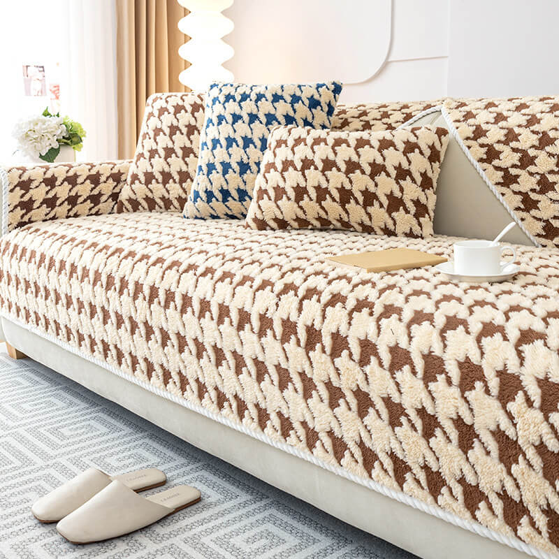 Soft Houndstooth Non-Slip Furniture Pad Cover