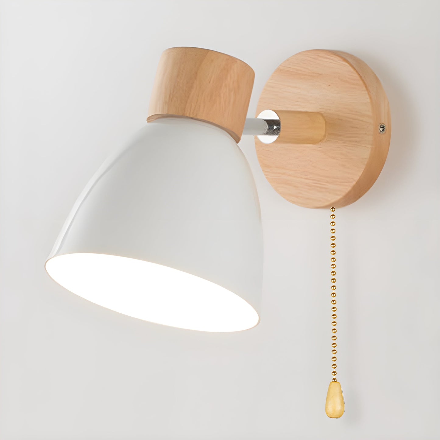Rustic Wood Bedroom Wall Light with On/Off Switch