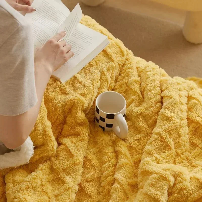 Plush Double Layer Woolen Throw Blanket