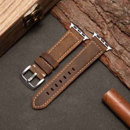 Classic Brown Leather Watch Strap — Iced Pattern