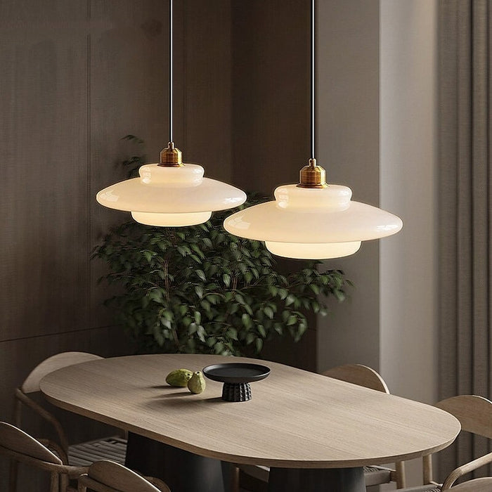 Vintage White Glass Pendant Lamp For Classic Homes