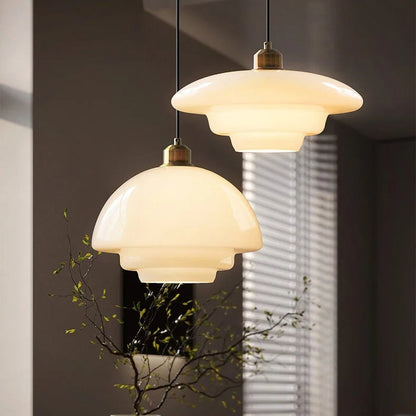 Vintage White Glass Pendant Lamp For Classic Homes