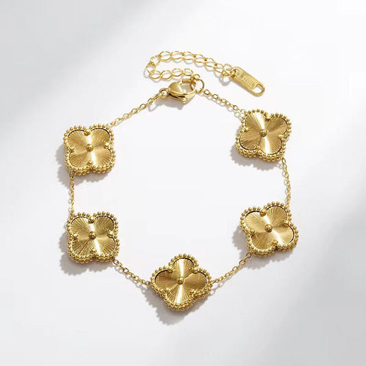 Delicate Flower Charm Bracelet 14K Gold Plated Stainless Steel - Lusomart