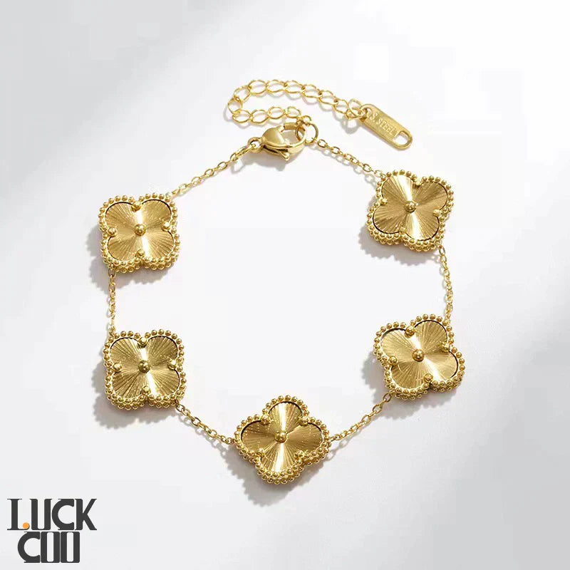 Delicate Flower Charm Bracelet 14K Gold Plated Stainless Steel