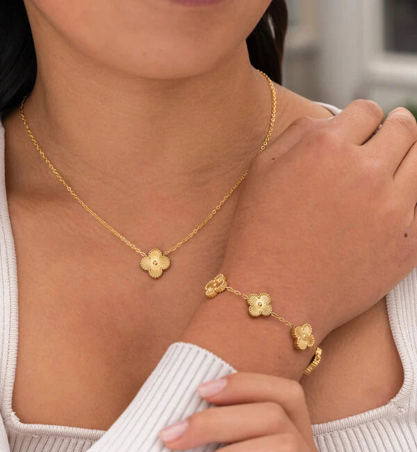 Hypoallergenic Floral Necklace Earrings and Bracelet Set