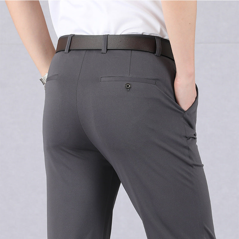 Comfortable Fit Men's Slim Trousers With Elastic Waistband