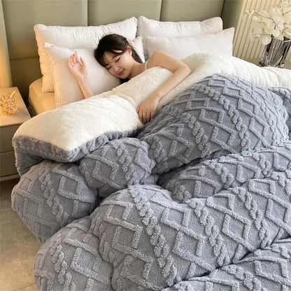 Luxurious Cashmere Bed Cover Cozy Winter Blanket Set - Lusomart