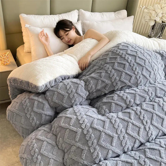 Luxurious Cashmere Bed Cover Cozy Winter Blanket Set - Lusomart