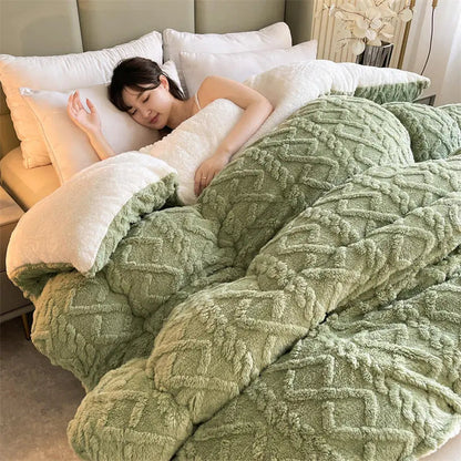 Luxurious Cashmere Bed Cover Cozy Winter Blanket Set