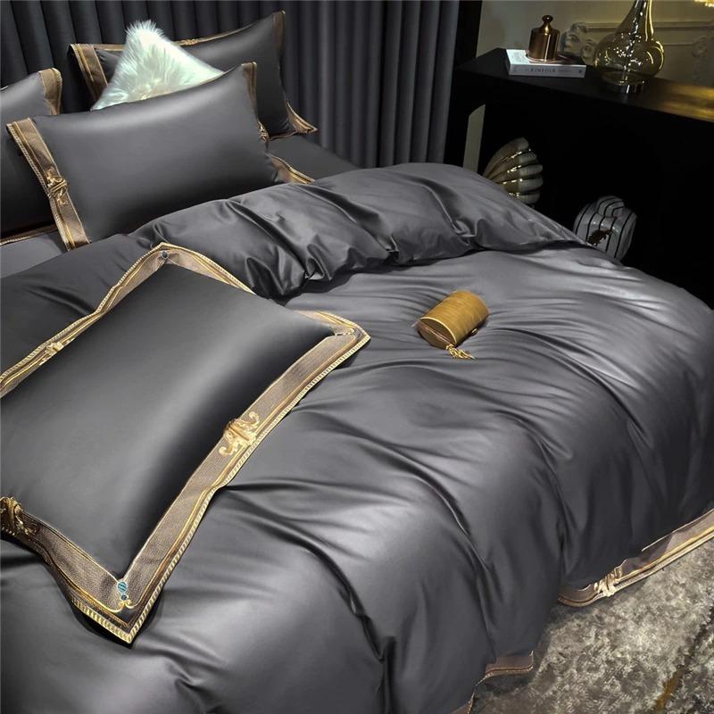 Luxury Grey Quilted Bedding Set