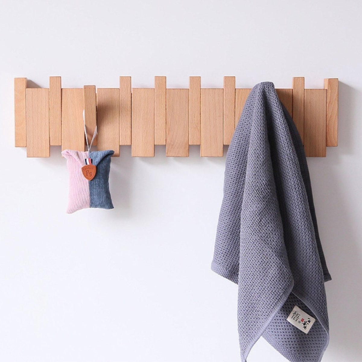 Rustic Wooden Entryway Coat Hook Rack