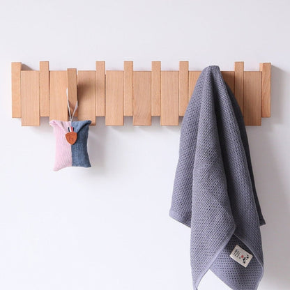 Rustic Wooden Entryway Coat Hook Rack